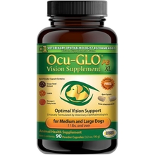 Ocu-GLO PB Vision Supplement for Medium &amp; Large Dogs &ndash; Easy to Administer Powder Blend with Lutein, Omega-3 Fatty Acids, Grape Seed Extract &amp; Antioxidants to Promote Eye Health, 90ct Powder Capsules