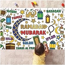 OHOME Ramadan Giant Coloring Poster/Tablecloth - Ramadan Decorations for Home,Kids Crafts Games Activities Toys Decor Party Decor for Classroom School