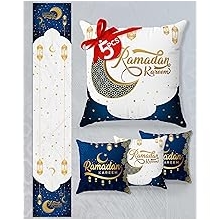 OLEEK Ramadan Table Runner Set - 4 Ramadan's Pillow Covers 18x18- Ramadan Decorations for Home 2026 - Ramadan Table Decor - Ramdan Decor - Ramadan's Decorations for Table - Ramdan Gifts