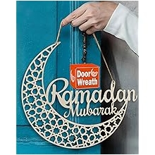 OLEEK ramadan door wreath (12in) ramadan mubarak sign - ramadan decorations for home 2026 - ramadan wreath - ramadan gifts for kids - ramadan door decoration - ramadan decor - ramadan mubarak door sign