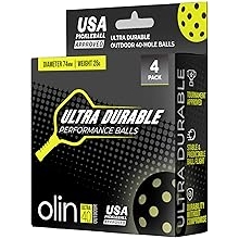 OLIN Ultra40 Ultra Durable Outdoor Pickleball Balls USA Pickleball Approved USAPA 4-Pack, Optic Yellow