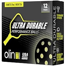 OLIN Ultra40 Ultra Durable Outdoor Pickleball Balls USA Pickleball Approved USAPA 12-Pack, Optic Yellow