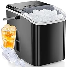OLIXIS Ice Maker Machine with Handle,26lbs in 24Hrs,9 Ice Cubes in 6 Mins,Auto-Cleaning Portable Ice Maker with Basket and Scoop, Countertop Ice Maker for Home/Kitchen/Camping/RV, Sleek Black