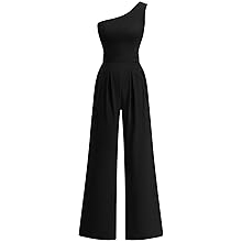 One Piece Jumpsuits For Women Dressy 2026 Sleeveless One Shoulder Ribbed Wide Leg Rompers With Pockets Summer Outfits