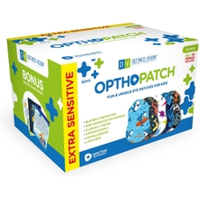 OPTHOPATCH Kids Eye Patches - Fun Boys Design - 9010 Bonus Latex Free Hypoallergenic Cotton ضمادات لاصقة حساسة للغاية لـ Amblyopia & amp؛ Cross Eye- 3 ملصقات مخطط المكافأة حسب الرؤية المحددة