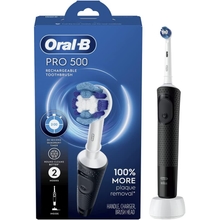 Berus Gigi Elektrik Oral-B Pro 500 dengan 1 Kepala Berus, Boleh Diisi Semula, Hitam