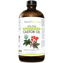 RejuveNaturals Castor Oil 16oz Glass Bottle USDA Certified Organic, 100% Pure, Cold Pressed, Hexane Free. Tingkatkan Pertumbuhan Rambut untuk Rambut Lebih Tebal, Penuh, Bulu Mata & Kening