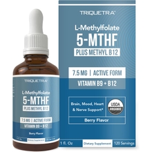 Organik L Methylfolate 7.5 mg Plus Methyl B12 Cofactor - Bentuk 5-MTHF Aktif Secara Metabolik, Bentuk Unggul Folat - Perisa Beri Organik, Bentuk Sublingual Cecair &ndash; Mood, Kognisi, Metilasi (1oz)