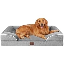 EHEYCIGA Orthopedic Dog Beds for Extra Large Dogs 44x32Inch, Waterproof Memory Foam XL Pet Bed with Sides, Non-Slip and Egg-Crate Foam Big Dog Couch Bed with Washable Removable Cover, Grey