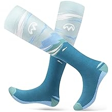 Ski Socks, 2-Pair Pack Skiing and Snowboarding Thermal Socks for Women, Over The Calf Non-Slip Cuff