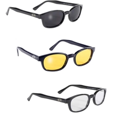 Cermin Mata Hitam Biker KD Asli 3 pek Lensa Asap, Kuning dan Jernih