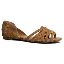 Paprika Womens Scoria Woven Pattern Leather Synthetic Sole D'Orsay Flat Sandals