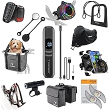 Himiway 12 in 1 Bicycle Accessories Gift Pack Include Bike Lock/Bag/Phone Holder/Speaker/Water Bottle Holder/Pump/Headlight/Taillight with Alarm/Cover/Basket/Spoke Light/Mirrors