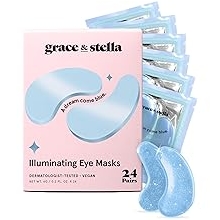 grace &amp; stella Award Winning Under Eye Mask Reduce Dark Circles, Puffy Eyes, Undereye Bags, Wrinkles, Gel Under Eye Patches, Valentines Day Gifts for Him - Vegan Eye mask (24 Pairs, Blue)