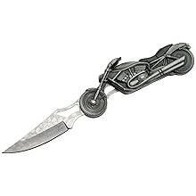 Rite Edge 4.75" Motorcycle Folding Knife &ndash; Etched Stainless Steel Blade, Cast Metal Handle, Built-in LED Light &ndash; Collectible Pocket Knives &amp; Folding Knives for EDC, Bikers, Camping &amp; Outdoor Use, Pocket Knife for Men