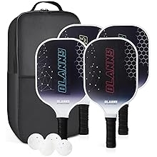 Pickleball Paddles - Premium Rackets Face & Polymer Honeycomb Core Includes 4 Pickleball Paddles+ 2 Indoor Balls+ 2 Outdoor Balls+ 1 Portable Carry Bag