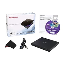 Pioneer Retail Box-BDR-XD05B-R USB 3.0 Slim External Blu Ray Drive + CyberLink Software + MicroFiber (7" X 6") Cleaning Cloth