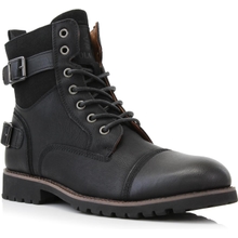 Polar Fox Patrick MPX808583 Men&amp;#39;s 7-Eyelets Classic Combat Motorcycle Biker Boots with Zipper Closure