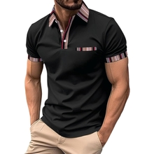 Mens Fashion Polo Shirts Casual Short Sleeve T Shirt Striped Moisture Wicking Golf Shirts Tops Spring Summer Pullover