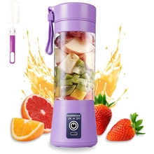 Portable Blender Cup,Electric USB Juicer Blender,Mini Blender Portable Blender For Shakes and Smoothies, juice,380ml, Six Blades Great for Mixing,light purple