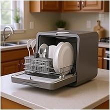 Portable Countertop Dishwasher,7 Washing Programs Mini Dishwashers with 5 L Built-in Water Tank & 360 Dual Spray,Air Dry Mini Dishwasher With Baby Care,Apartments & RVs Stellar Carbon