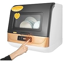 Countertop Dishwasher, Compact Countertop 360Streak-Free Deep Cleaning Dishwasher Tableware Dishwashing Fruit Wash 3 Intelligent Washing Modes Automatic Portable Dish Washing Machine