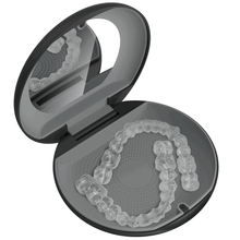 Retayn Retainer Case, Invisalign Case, Mouth Guard Case, Retainer Holder, Mouthguard Case, Aligner Case. Works with Invisalign, Candid, Suresmile, Smile Direct &amp; Night Guards. Black &amp; Grey, Set of 1
