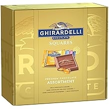 GHIRARDELLI Premium Chocolate Assortment SQUARES Gift Box &ndash; 29.6 oz, Valentine&rsquo;s Day Chocolate Gift, Individually Wrapped Dark &amp; Milk Chocolate Candy Assortment