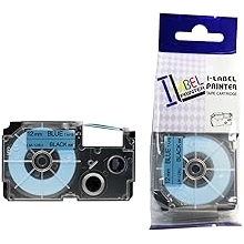 LM Tapes Premium Compatible Label Tape Replacement for Casio XR12BU 1/2 in Black on Blue Labeling Tape for use in Casio XR-12BU 12mm, 1/Pack