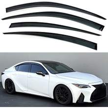 Premium Luxury Smoke Tinted Window Visor Rain Guard WClips & Black Trim Sesuai untuk 2021-2023 Lexus IS300 IS350 IS500