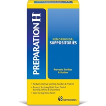 PREPARATION H Hemorrhoid Symptom Treatment Suppositories, Burning, Itching and Discomfort Relief 48 Count