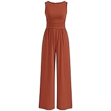 One Piece Jumpsuits for Women Dressy Casual Sleeveless Crewneck Wide Leg Rompers Jumpers Vacation Summer Outfits
