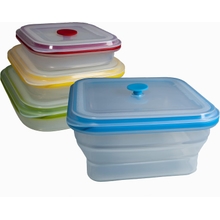 Price Reflects 100% Platinum Cured Silicone, Set of 4 Premium Silicone Collapsible Food Storage Containers with Lids, Exceeds FDA Food Safe Standard, Plastic Free, BPA &amp;amp; BPS Free, Latex Free, PVC Free, Eco Friendly, Non Toxic, Shatterproof Better 