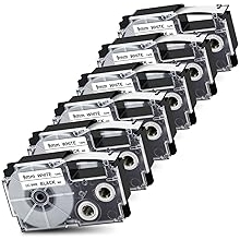 Pristar Replace for Casio XR-9WE XR9WE XR-9WE2S 9mm Labeling Tape 3/8" Black On White Label Tape Compatible with Casio EZ Label Printers KL-60 KL-100 KL-120 KL-430 KL-750 KL-780 KL-7200, 6-Pack