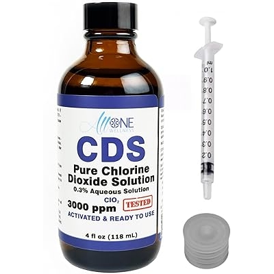 Pure Chlorine Dioxide 3000 PPM ClO2 Glass Chlorine Dioxide Solution CDS 4 oz - Allone Wellness
