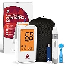 Pursonic Blood Glucose Monitor Kit with Bluetooth Fast 5-Second Blood Sugar Monitor Includes Glucose Meter, Lancing Device, 50 Test Strips, 50 Lancets, Carry Bag, LCD Display
