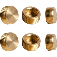 Quickun Brass Fitting 14 Brass Hex Plug Pipe Fitting, Internal Hex Thread Socket Plug Pack of 6