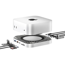 Mac Mini M4 Dock, Aluminum Stand Hub with SSD Enclosure, Docking Station for Mac Mini M4/M4 Pro,4K60Hz HDMI,10G USB A/C, 5G USB A*2, USB-C Charge, SD/TF, Audio, Fits M.2 NVMe/SATA SSD up to 8TB
