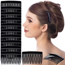 RC ROCHE ORNAMENT 12 Pcs Womens Girls Classic Side Slide Comb Premium Hair Accessory Pin Wide Teeth Solid Plastic Combs Bridal Pins Beauty Fashion Accessories, Medium Black