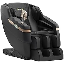 Real Relax 2025 Full Body Massage Chair, Zero Gravity Shiatsu Massage Chair Recliner, Foot Massage, Bluetooth, Large Control Screen Black and Gold