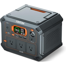 AIMTOM 403Wh Portable Power Station, 3x 440W 800W Surge AC, USB, 12V DC, 100W Type-C, LED Light, Lithium Battery Solar Generator Solar Panel Optional for Camping, Power Outage, Home Backup