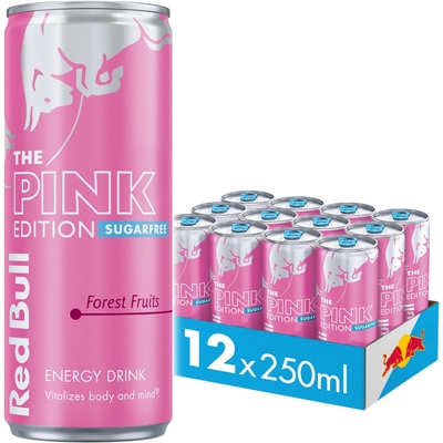 Red Bull Energy Drink Sugar Free Pink Edition Forest Fruits, 250 ml x12