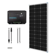 Renogy 100W 12V Solar Panel Monocrystalline Off Grid Starter Kit with 30A Wanderer Charger Controller