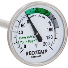 Reotemp 20 Inch Fahrenheit Backyard Compost Thermometer with Digital Composting Guide