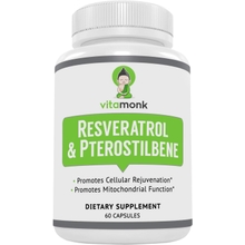 VitaMonk Resveratrol with Pterostilbene 600mg60mg - No Artificial Fillers Healthy Aging and Longevity Supplement - 60 Capsules - Precise Formula with Trans Pterostilbene Resveratrol Supplements