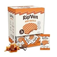 Rip Van Wafels Dutch Caramel Mini Stroopwafels - Low Carb Snacks 3g Net Carbs - Non GMO Snack - Keto Friendly - Office Snacks - Low Calorie Snack 34 Calories - Low Sugar 1g - 32 Pack