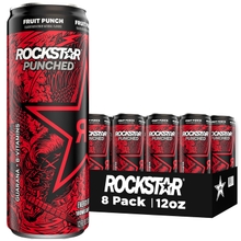 Rockstar Energy Drink, Fruit Punched, 12oz Sleek Cans 8 Pack