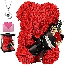 Valentines Day Gifts for her - Romantic Forever Preserved Roses Floral Teddy Bear Rose Bear, Eternal Love Keepsake Gifts for Girlfriend/Wife - Anniversary &amp; Birthday Gifts for Women