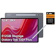 Samsung Galaxy Tab S10+ Plus, 12.4" AMOLED 2X 120Hz, 512GB Storage 256GB+256GB SD Card, Lightweight Android Tablet, Galaxy S Pen, AI Tools, 2K+ Touchscreen, 12GB RAM, 16-Hr Battery Life, SM-X820