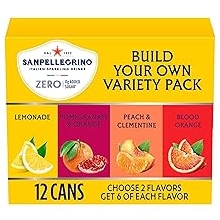 Sanpellegrino Zero Grams Added Sugar Italian Sparkling Drinks, Sparkling Fruit Beverage, Made with Natural Flavors, Build Your Own Variety Pack, 12-Pack